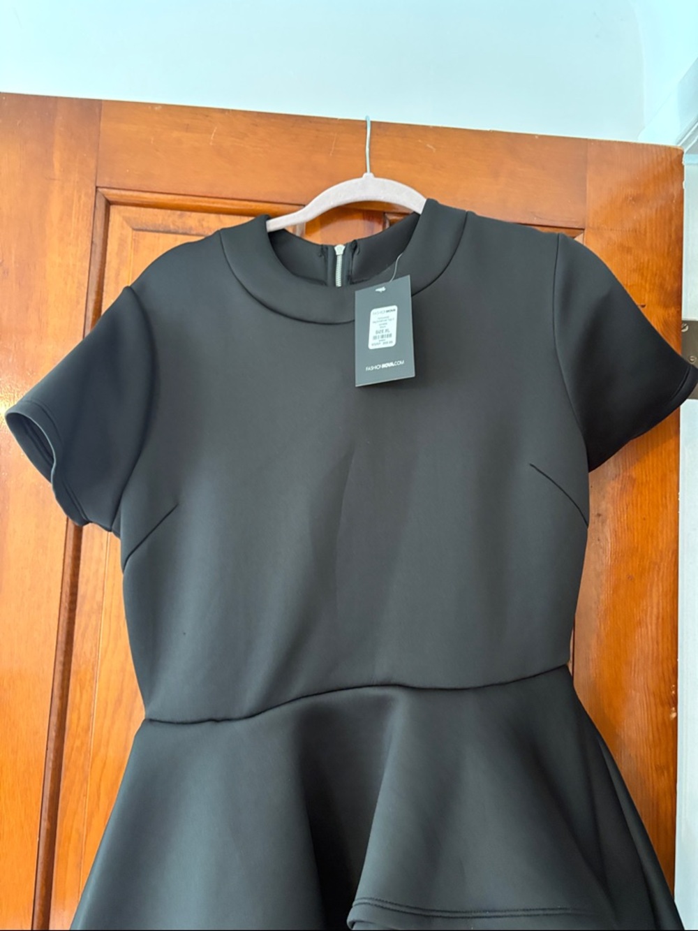 Fashion Nova Black Short Sleeve Peplum Mini Dress